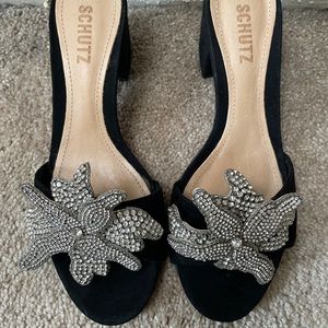 Schutz Jeweled Floral Sandals